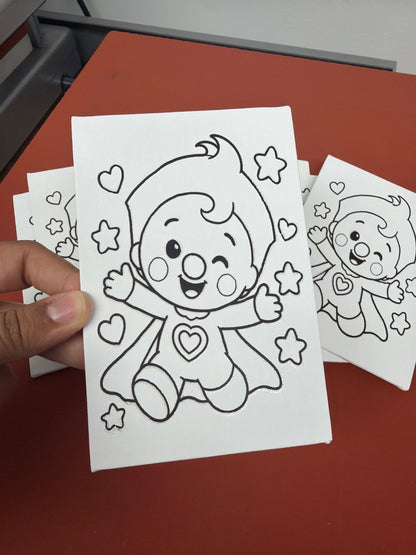 Custom 4x6 mini canvas with a character outline, ready to paint