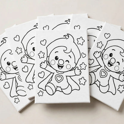 Custom paint your own mini canvas party favors with a character outline